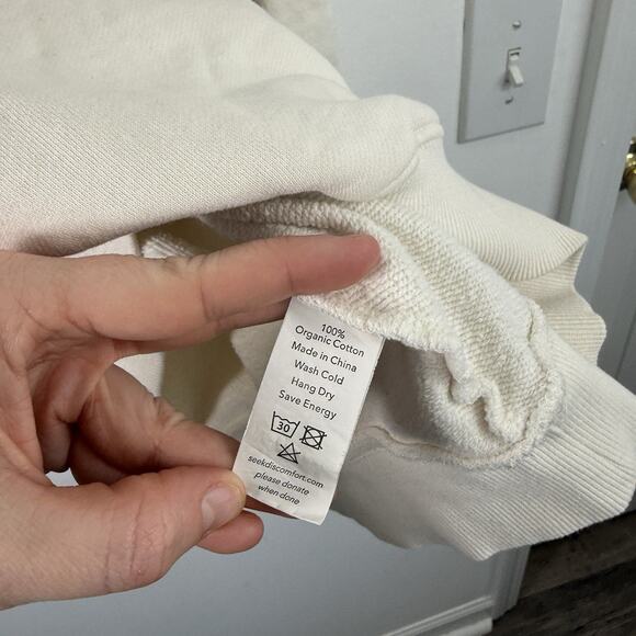 Seek Discomfort Cream Hoodie Swetashirt Lightening Bolt Mens Large - Picture 5 of 8